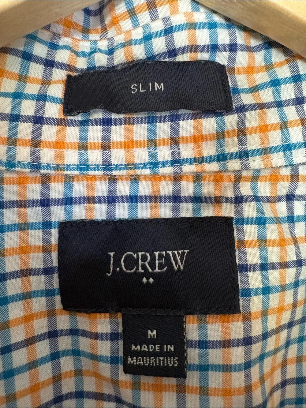 J Crew Men's Checked Button-Down Long Sleeve Shirt Blue & Orange Size Medium